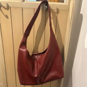Vegan Red Leather Shoulder Bag & Clutch